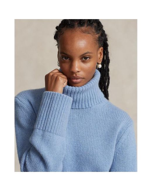 Polo Ralph Lauren Blue Wool-cashmere Turtleneck Sweater