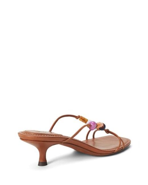Polo Ralph Lauren Pink Beaded Leather Kitten Heel Sandal