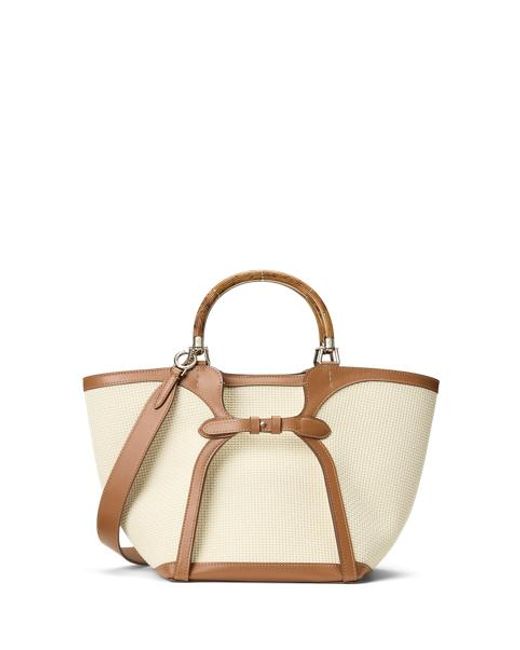 Ralph Lauren Blue The Ralph Lauren Calfskin-Trim Woven Tote