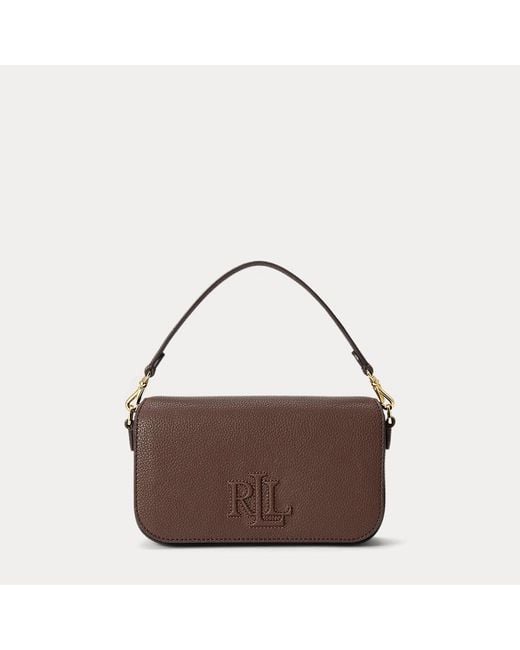 Ralph Lauren Brown Pebbled Leather Small Adley Shoulder Bag