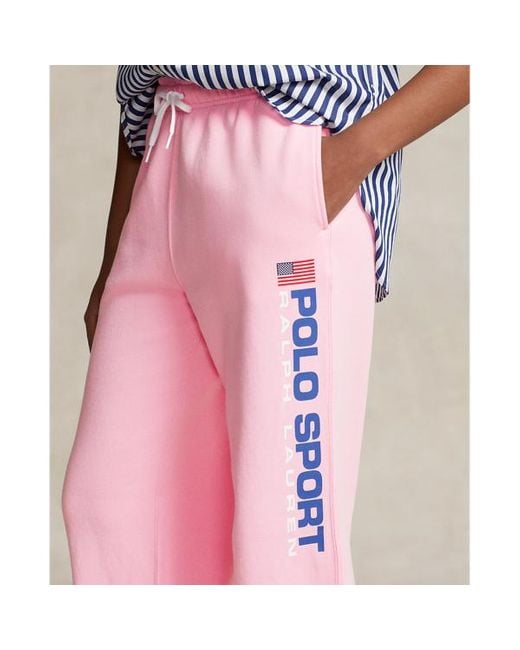 Polo Ralph Lauren Pink Fleece Wide-leg Athletic Trouser