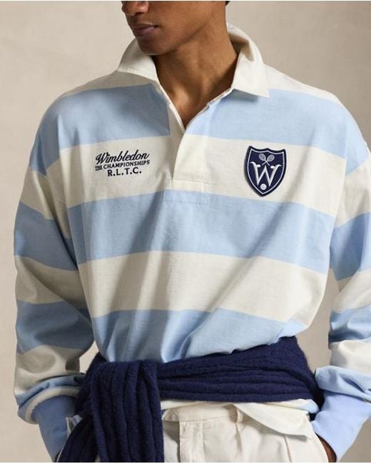 Polo Ralph Lauren Blue Wimbledon Vintage Fit Rugby Shirt for men