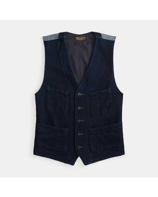 Ralph Lauren Blue Herringbone Waistcoat for men