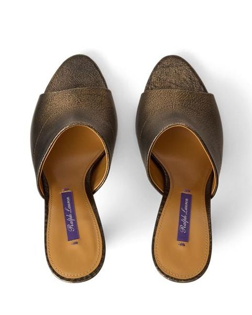Ralph Lauren Brown Adela 95 Mm Calfskin Mule