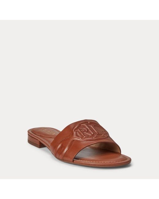 Leather slide sandal deals