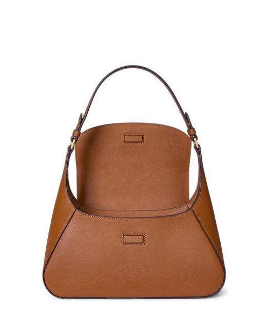 Ralph Lauren Brown Crosshatch Medium Schylar Shoulder Bag