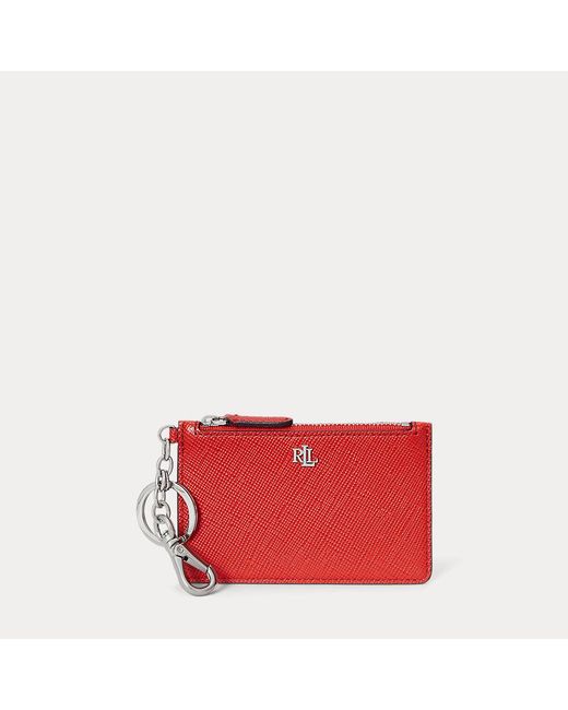 Portacarte in pelle motivo tratteggiato di Ralph Lauren in Red