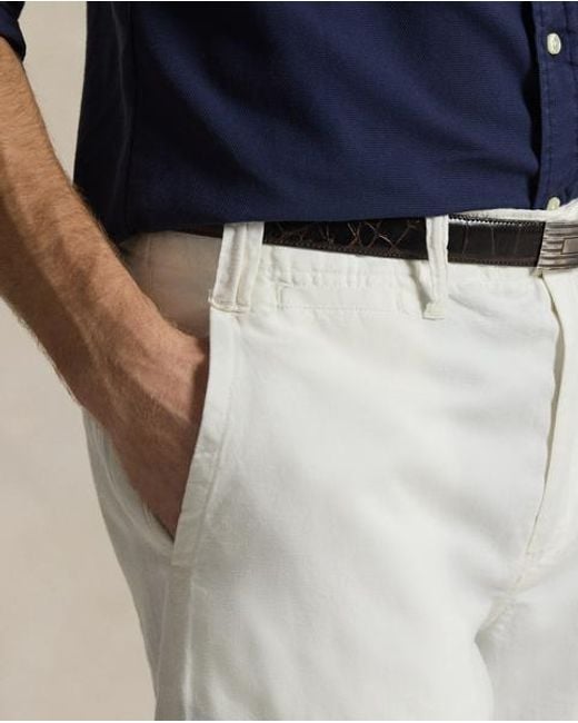 Ralph Lauren Blue 21.5 Cm Classic Fit Linen-Cotton Shorts for men