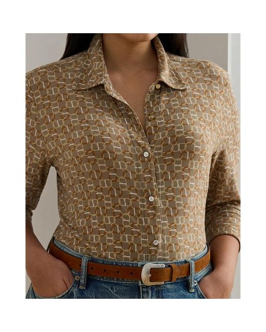 Ralph Lauren Brown Ralph Lauren Slim Fit Geo-Print Jersey Shirt