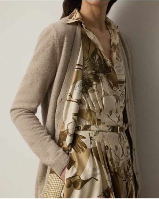 Ralph Lauren Natural Strickjacke Aus Kaschmirmischung