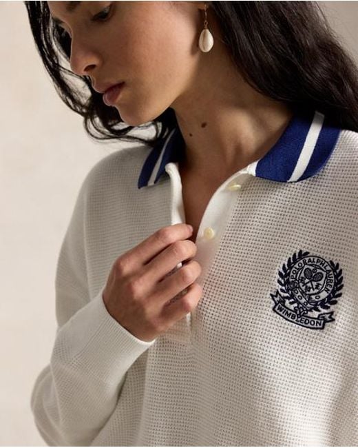 Polo Ralph Lauren White Wimbledon Cotton Polo-Collar Jumper