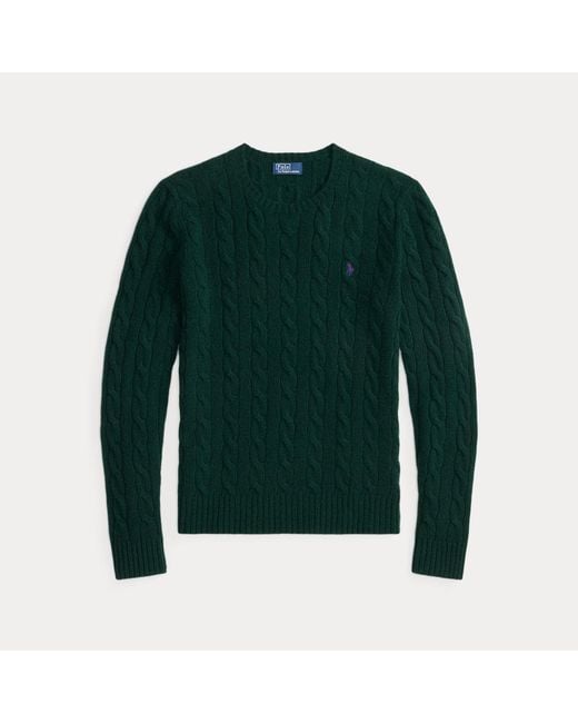 Polo Ralph Lauren Black Woll-Kaschmir-Pullover Mit Zopfmuster