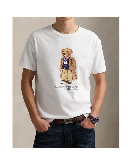 Maglietta Polo Bear Custom Slim-Fit di Polo Ralph Lauren in White da Uomo