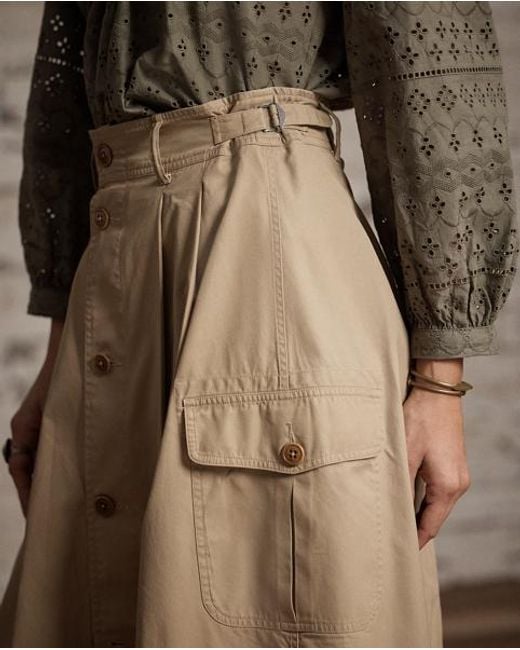 RRL Gray Button-Front Twill Skirt
