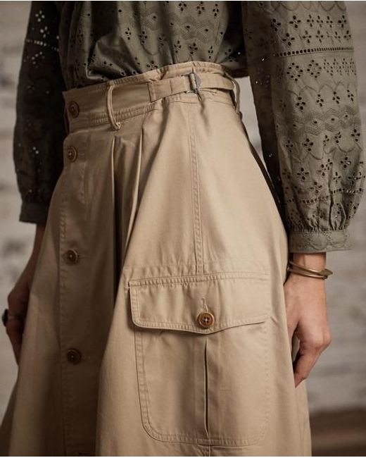 RRL Gray Button-Front Twill Skirt