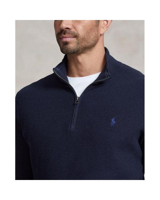 Polo Ralph Lauren Blue Ralph Lauren Mesh-knit Cotton Quarter-zip Sweater for men