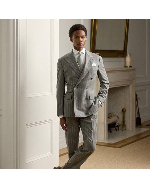 Ralph Lauren Green Kent Hand-Tailored Pinstripe Wool Suit for men