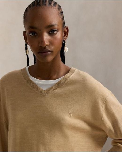 Polo Ralph Lauren Natural Wool V-Neck Sweater