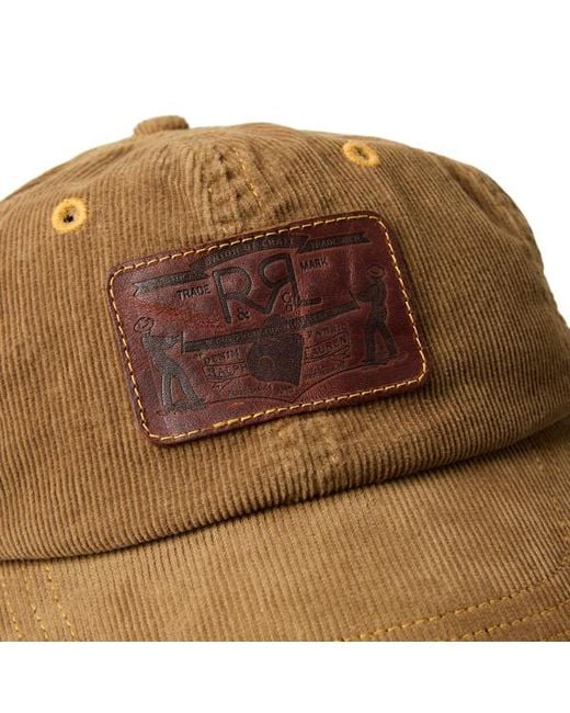 RRL Brown Leather-Patch Corduroy Trucker Cap for men