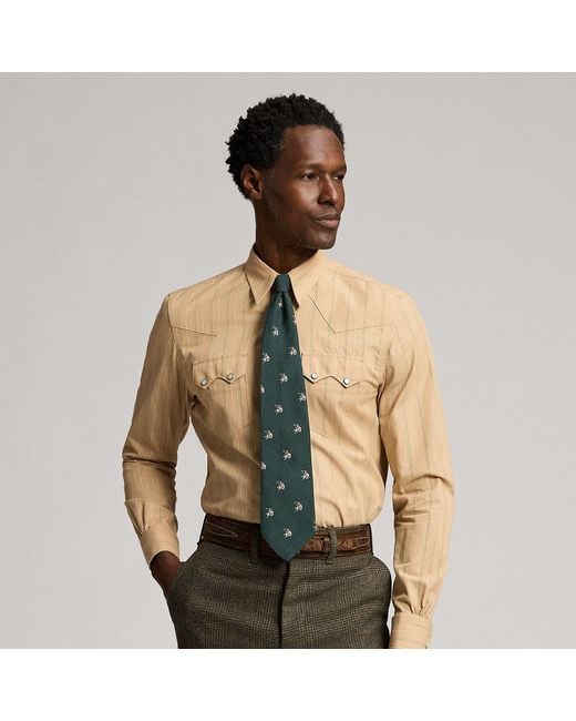 RRL Natural Slim Fit French Cuff Western Shirt for men