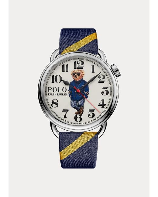 Polo Ralph Lauren 42 mm maritime Armbanduhr mit Polo Bear in Multicolor für Herren
