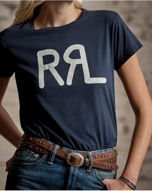 RRL Blue Logo Cotton Jersey T-Shirt