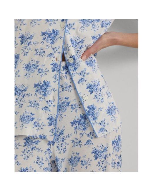 Pigiama in jersey di misto cotone di Lauren by Ralph Lauren in Blue