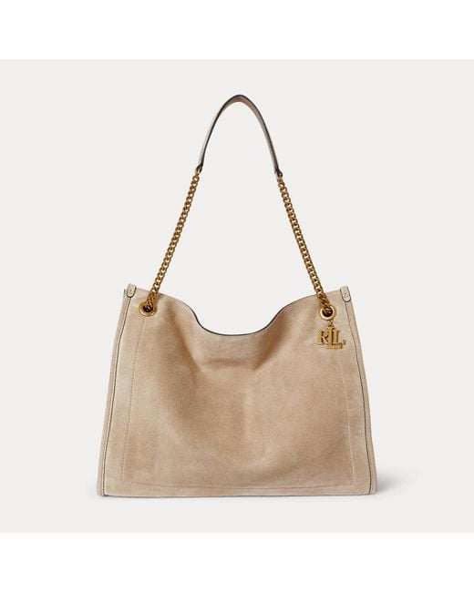 Shopper tote Bradley grande in camoscio di Ralph Lauren in Black