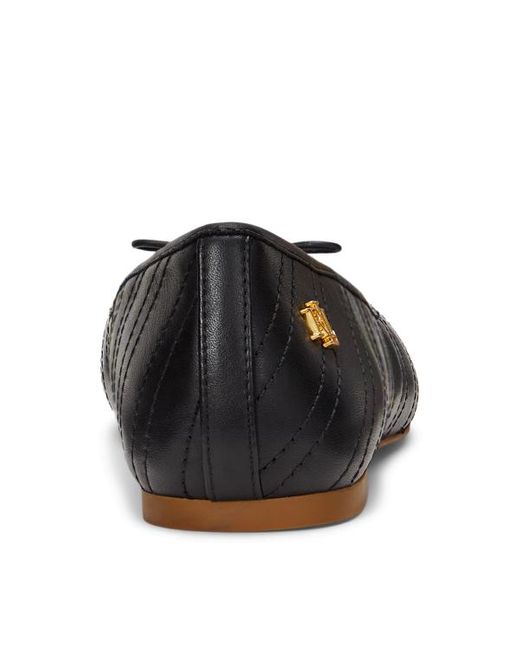 Ralph Lauren Black Jayna Stitched Leather Flat