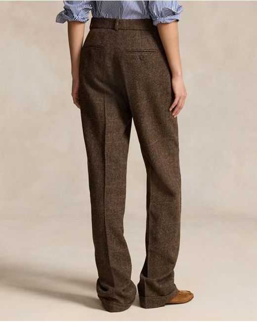 Polo Ralph Lauren Wool Tweed Relaxed Straight Trouser in Black