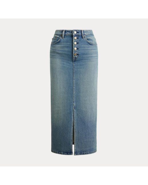 Ralph Lauren Blue Denim Pencil Midi Skirt
