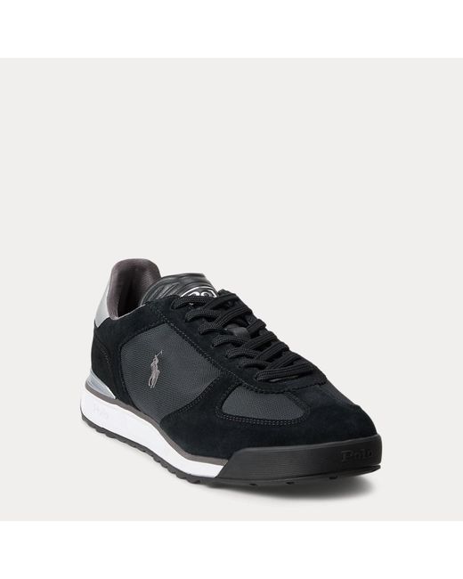 Polo Ralph Lauren Black Varick Suede & Oxford Trainer for men