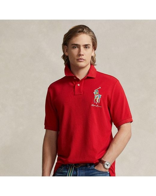 Polo Ralph Lauren Classic Fit Mesh Polo-shirt Met Big Pony in het Red voor heren