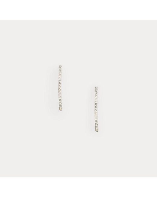 Ralph Lauren White Pavé-Plated Threader Earrings