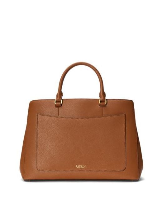 Ralph Lauren Black Large Crosshatch Leather Hanna Satchel