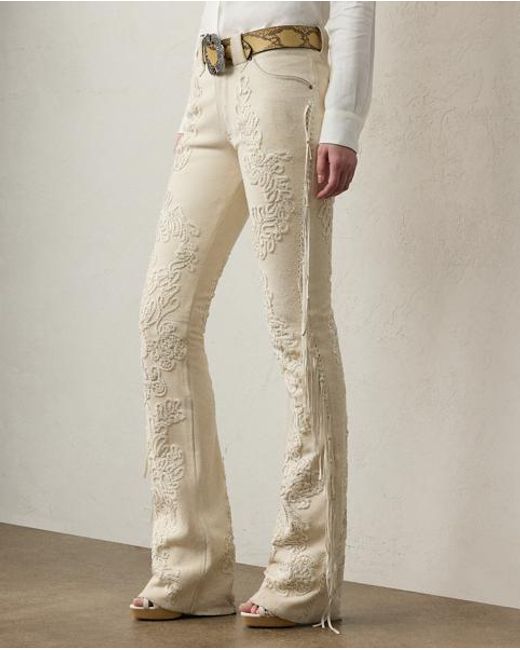Ralph Lauren Annabeth Suède Broek Met Franjes in het Natural
