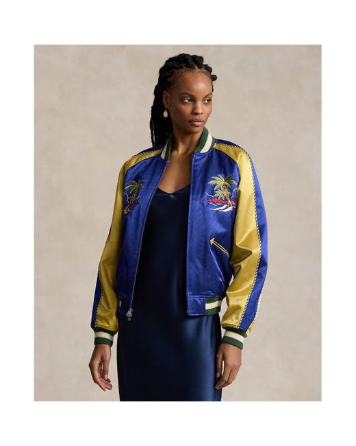 Polo Ralph Lauren Blue Embroidered Bomber Jacket