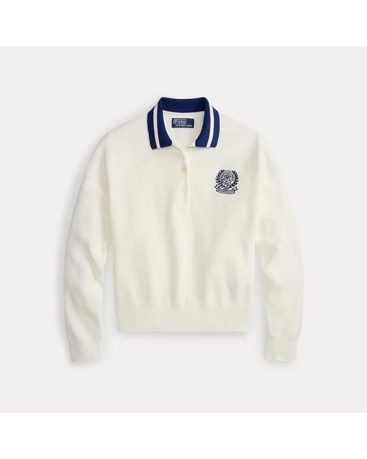 Polo Ralph Lauren White Wimbledon Cotton Polo-Collar Jumper