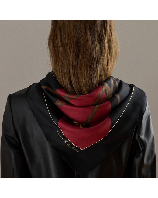 Ralph Lauren Women's Brown Ralph Lauren Belting-Print Color-Blocked Silk Scarf