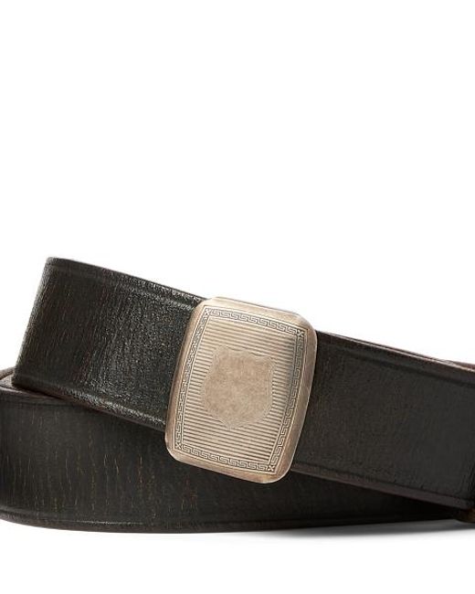 RRL Black Slider-Buckle Leather Belt for men
