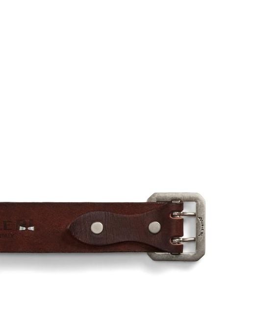 RRL Brown Studded-logo Leather Belt for men