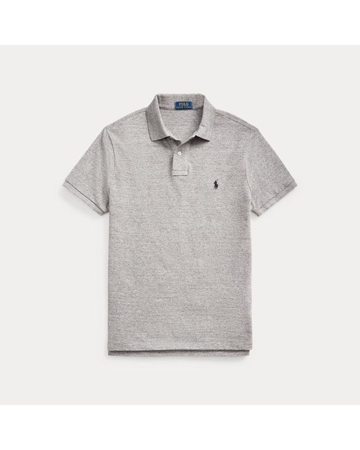 Polo Ralph Lauren Gray Custom Slim Fit Mesh Polo Shirt for men