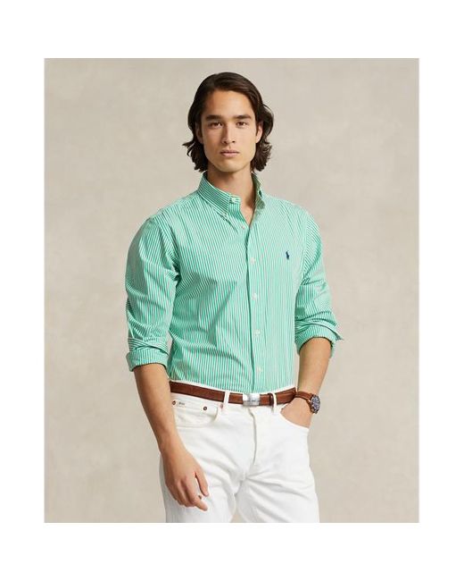 Polo Ralph Lauren Custom Fit Gestreept Poplin Overhemd in het Green voor heren