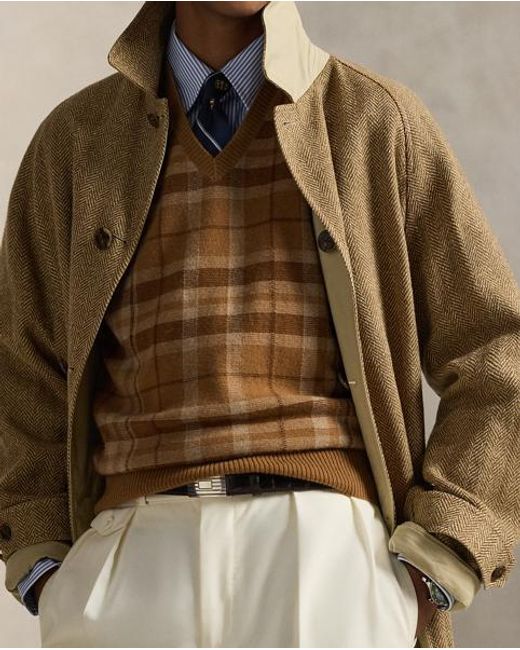 Polo Ralph Lauren Brown Plaid Cashmere Sweater Vest for men