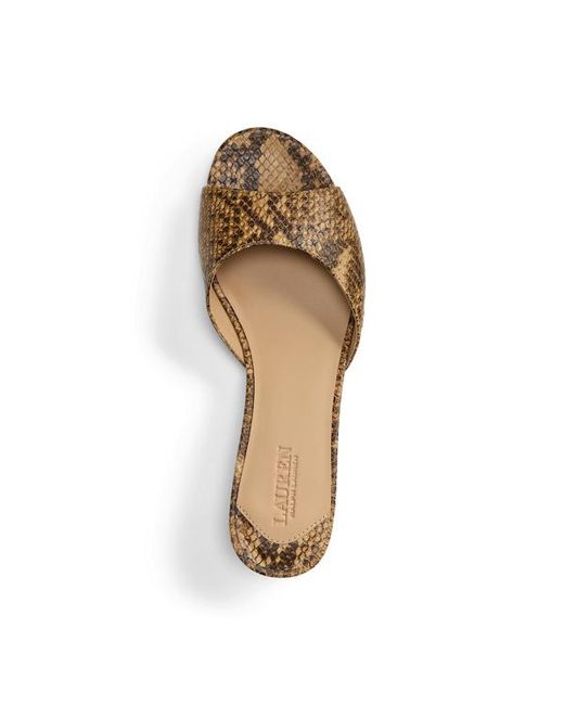 Ralph Lauren Brown Francesca Python-Embossed Mule Sandal