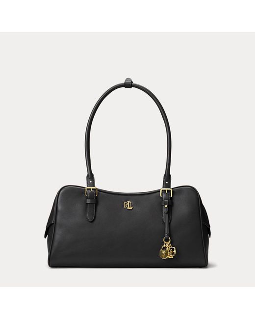 Ralph Lauren Black Large Leather Marcy Zip Satchel