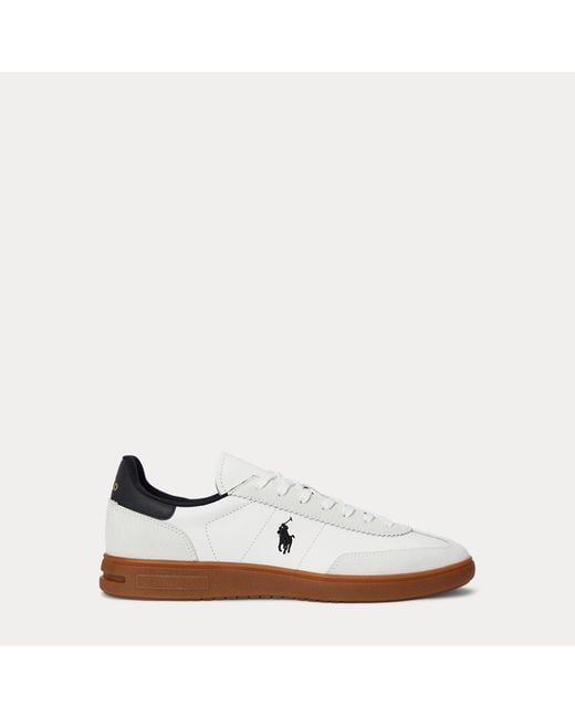 Polo Ralph Lauren White Bedford Leather-Suede Trainer for men