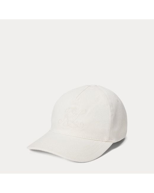 Ralph Lauren White Ralph Lauren Monogram Twill Ball Cap for men