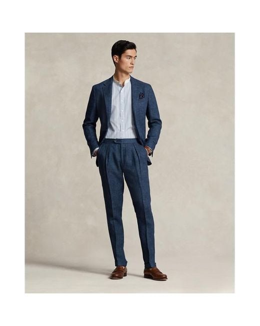 Polo Ralph Lauren Blue Linen Herringbone Suit Trouser for men