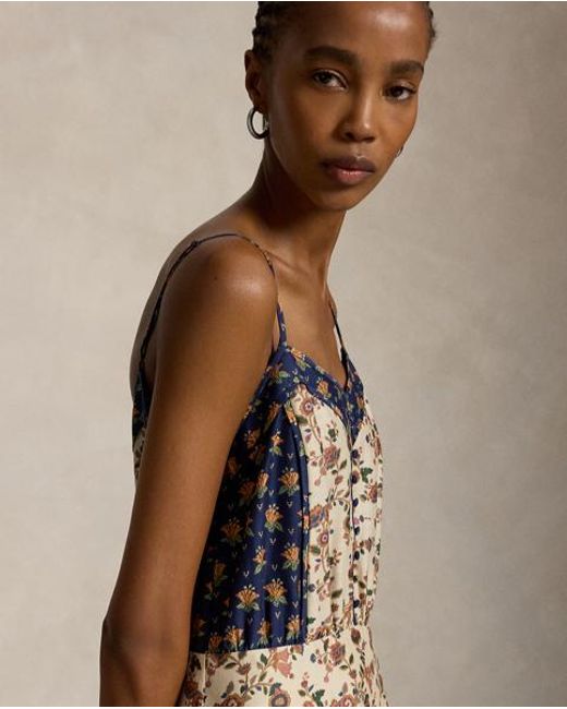 Polo Ralph Lauren Metallic Sleeveless Mixed-Print Panelled Dress
